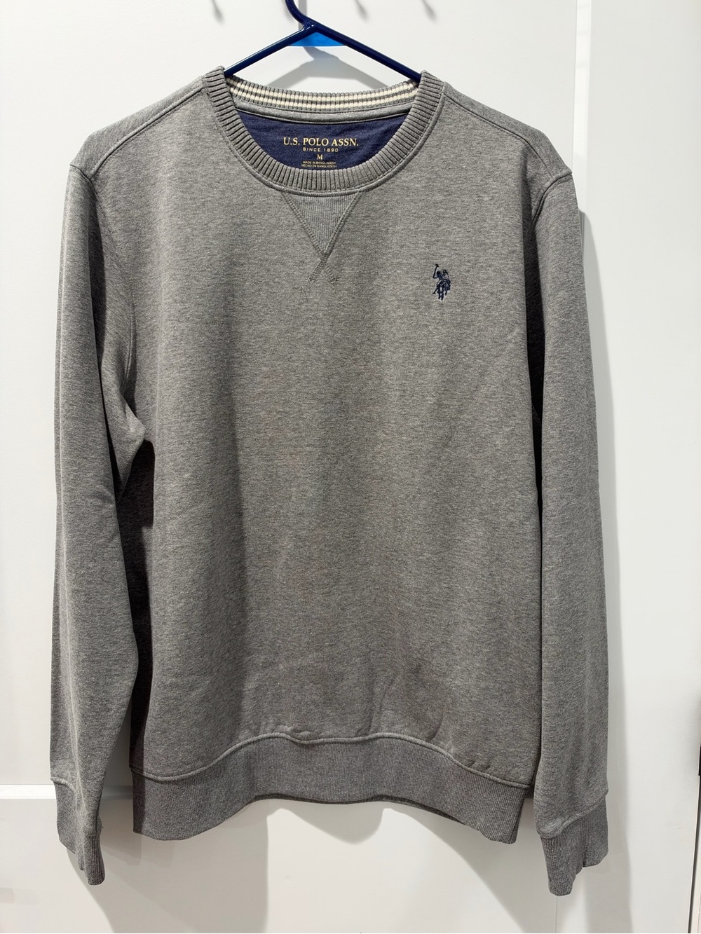 U.S. Polo Assn. Men's Crewneck Sweatshirt - Gray with Navy Logo